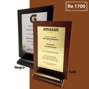 RECONOCIMIENTOS CHICO RECTANGULAR EN MADERA CON LAMINA PLATA O DORADA  CON IMPRESIÓN SHINE COLOR CON BASE DE MADERA COLOR CAFÉ O NEGRA 12.5 x 19 cm